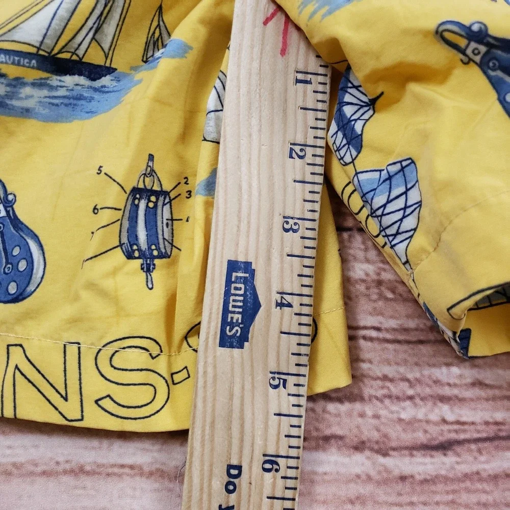 VINTAGE Nautica Swim Trunks‎ Mens Large Yellow Blue Short Sail Boats Adult 90s